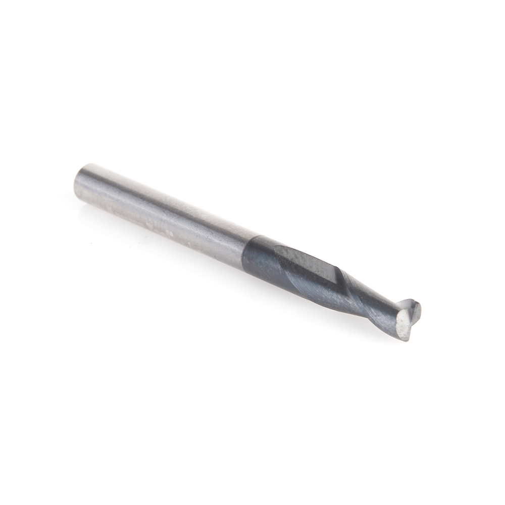 51674 CNC Solid Carbide Spiral for Steel & Stainless Steel with AlTiN Coating 2-Flute x 1/8 Dia x 3/8 x 1/8 Shank x 1-1/2 Inch Long Up-Cut Router Bit / 45º Corner Chamfer End Mill