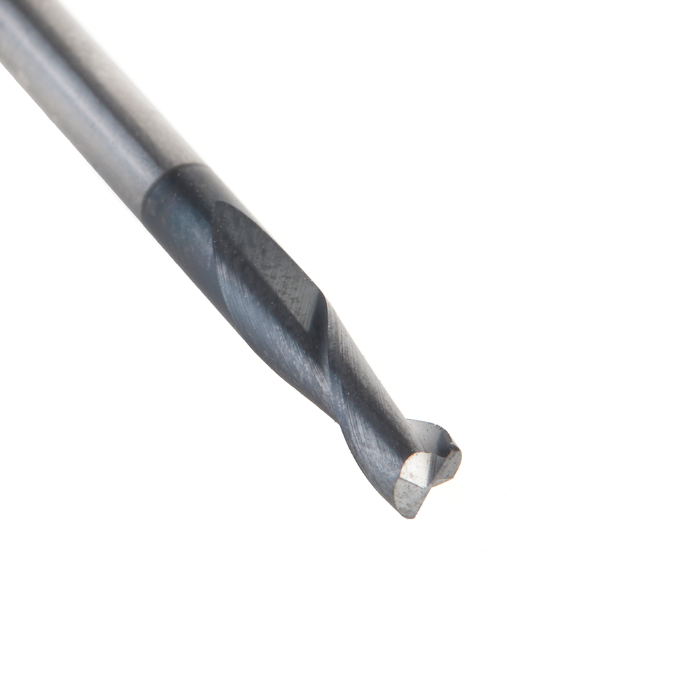 51674 CNC Solid Carbide Spiral for Steel & Stainless Steel with AlTiN Coating 2-Flute x 1/8 Dia x 3/8 x 1/8 Shank x 1-1/2 Inch Long Up-Cut Router Bit / 45º Corner Chamfer End Mill