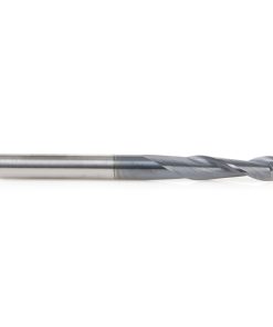 51675 CNC Solid Carbide Spiral for Steel & Stainless Steel with AlTiN Coating 2-Flute x 3/16 Dia x 5/8 x 3/16 Shank x 2 Inch Long Up-Cut Router Bit / 45º Corner Chamfer End Mill