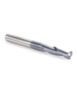 51675 CNC Solid Carbide Spiral for Steel & Stainless Steel with AlTiN Coating 2-Flute x 3/16 Dia x 5/8 x 3/16 Shank x 2 Inch Long Up-Cut Router Bit / 45º Corner Chamfer End Mill