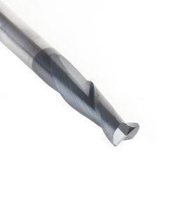 51676 CNC Solid Carbide Spiral for Steel & Stainless Steel with AlTiN Coating 2-Flute x 1/4 Dia x 3/4 x 1/4 Shank x 2-1/2 Inch Long Up-Cut Router Bit / 45º Corner Chamfer End Mill