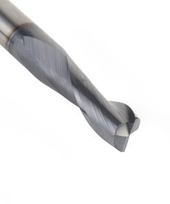 51677 CNC Solid Carbide Spiral for Steel & Stainless Steel with AlTiN Coating 2-Flute x 3/8 Dia x 1 x 3/8 Shank x 2-1/2 Inch Long Up-Cut Router Bit / 45º Corner Chamfer End Mill