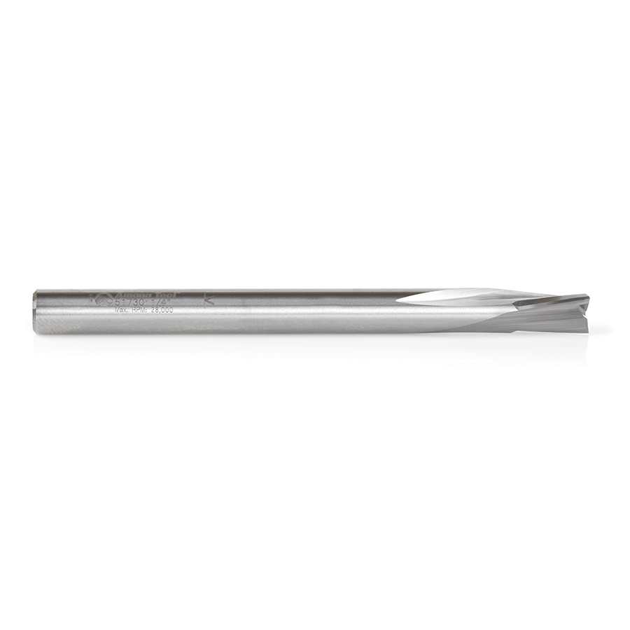 51730 Solid Carbide Spiral Finisher 1/4 Dia x 3/8 x 1/4 Shank Down-Cut Router Bit