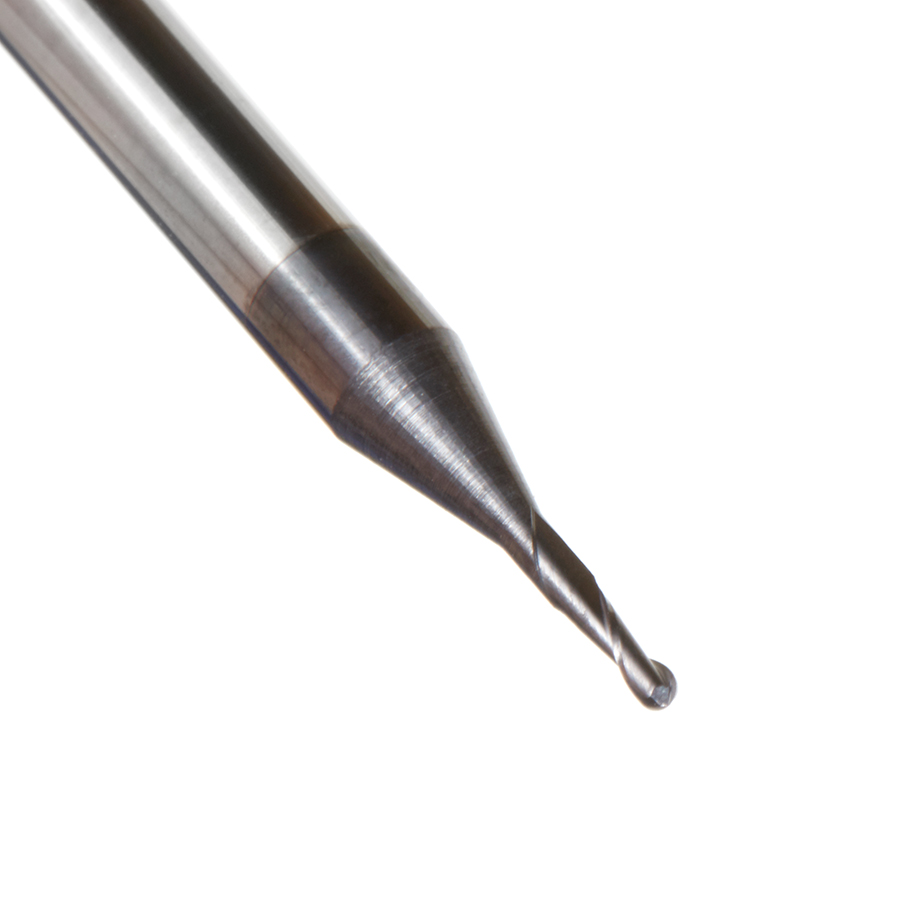 51744 AlTiN Coated CNC Steel, Stainless Steel & Composite Ball End Mini Mill 0.035 Dia x 0.105 x 1/8 Shank