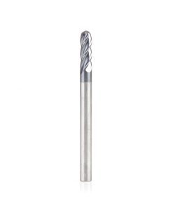 51792 High Performance Solid Carbide CNC Steel, Stainless Steel & Composite Cutting Variable Helix Spiral Ball Nose with AlTiN Coating 4-Flute x 1/8 Dia x 3/8 x 1/8 Shank x 1-1/2 Inch Long Up-Cut Router Bit/End Mill
