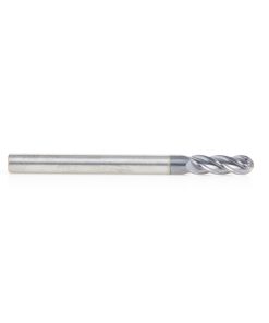51792 High Performance Solid Carbide CNC Steel, Stainless Steel & Composite Cutting Variable Helix Spiral Ball Nose with AlTiN Coating 4-Flute x 1/8 Dia x 3/8 x 1/8 Shank x 1-1/2 Inch Long Up-Cut Router Bit/End Mill
