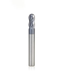 51796 High Performance Solid Carbide CNC Steel, Stainless Steel & Composite Cutting Variable Helix Spiral Ball Nose with AlTiN Coating 4-Flute x 1/4 Dia x 1/2 x 1/4 Shank x 2 Inch Long Up-Cut Router Bit/End Mill