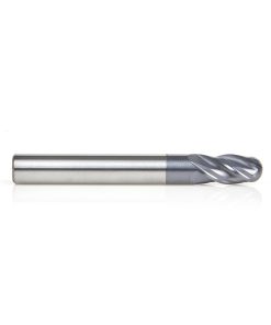 51796 High Performance Solid Carbide CNC Steel, Stainless Steel & Composite Cutting Variable Helix Spiral Ball Nose with AlTiN Coating 4-Flute x 1/4 Dia x 1/2 x 1/4 Shank x 2 Inch Long Up-Cut Router Bit/End Mill
