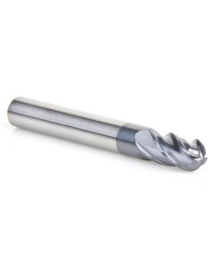 51796 High Performance Solid Carbide CNC Steel, Stainless Steel & Composite Cutting Variable Helix Spiral Ball Nose with AlTiN Coating 4-Flute x 1/4 Dia x 1/2 x 1/4 Shank x 2 Inch Long Up-Cut Router Bit/End Mill