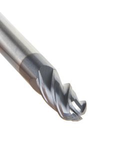 51796 High Performance Solid Carbide CNC Steel, Stainless Steel & Composite Cutting Variable Helix Spiral Ball Nose with AlTiN Coating 4-Flute x 1/4 Dia x 1/2 x 1/4 Shank x 2 Inch Long Up-Cut Router Bit/End Mill