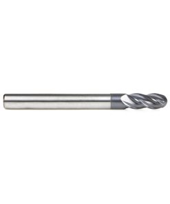 51798 High Performance Solid Carbide CNC Steel, Stainless Steel & Composite Cutting Variable Helix Spiral Ball Nose with AlTiN Coating 4-Flute x 1/4 Dia x 5/8 x 1/4 Shank x 2-1/2 Inch Long Up-Cut Router Bit/End Mill