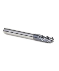 51798 High Performance Solid Carbide CNC Steel, Stainless Steel & Composite Cutting Variable Helix Spiral Ball Nose with AlTiN Coating 4-Flute x 1/4 Dia x 5/8 x 1/4 Shank x 2-1/2 Inch Long Up-Cut Router Bit/End Mill