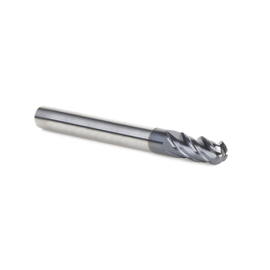 51798 High Performance Solid Carbide CNC Steel, Stainless Steel & Composite Cutting Variable Helix Spiral Ball Nose with AlTiN Coating 4-Flute x 1/4 Dia x 5/8 x 1/4 Shank x 2-1/2 Inch Long Up-Cut Router Bit/End Mill
