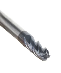 51798 High Performance Solid Carbide CNC Steel, Stainless Steel & Composite Cutting Variable Helix Spiral Ball Nose with AlTiN Coating 4-Flute x 1/4 Dia x 5/8 x 1/4 Shank x 2-1/2 Inch Long Up-Cut Router Bit/End Mill