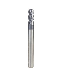 51798 High Performance Solid Carbide CNC Steel, Stainless Steel & Composite Cutting Variable Helix Spiral Ball Nose with AlTiN Coating 4-Flute x 1/4 Dia x 5/8 x 1/4 Shank x 2-1/2 Inch Long Up-Cut Router Bit/End Mill