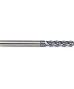51800 High Performance Solid Carbide CNC Steel, Stainless Steel & Composite Cutting Variable Helix Spiral Ball Nose with AlTiN Coating 4-Flute x 1/4 Dia x 1-1/8 x 1/4 Shank x 3 Inch Long Up-Cut Router Bit/End Mill