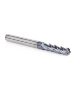 51800 High Performance Solid Carbide CNC Steel, Stainless Steel & Composite Cutting Variable Helix Spiral Ball Nose with AlTiN Coating 4-Flute x 1/4 Dia x 1-1/8 x 1/4 Shank x 3 Inch Long Up-Cut Router Bit/End Mill