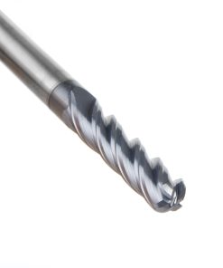 51800 High Performance Solid Carbide CNC Steel, Stainless Steel & Composite Cutting Variable Helix Spiral Ball Nose with AlTiN Coating 4-Flute x 1/4 Dia x 1-1/8 x 1/4 Shank x 3 Inch Long Up-Cut Router Bit/End Mill