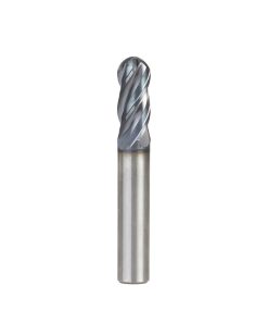 51802 High Performance Solid Carbide CNC Steel, Stainless Steel & Composite Cutting Variable Helix Spiral Ball Nose with AlTiN Coating 4-Flute x 3/8 Dia x 7/8 x 3/8 Shank x 2-1/2 Inch Long Up-Cut Router Bit/End Mill