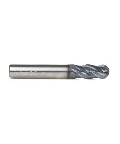 51802 High Performance Solid Carbide CNC Steel, Stainless Steel & Composite Cutting Variable Helix Spiral Ball Nose with AlTiN Coating 4-Flute x 3/8 Dia x 7/8 x 3/8 Shank x 2-1/2 Inch Long Up-Cut Router Bit/End Mill