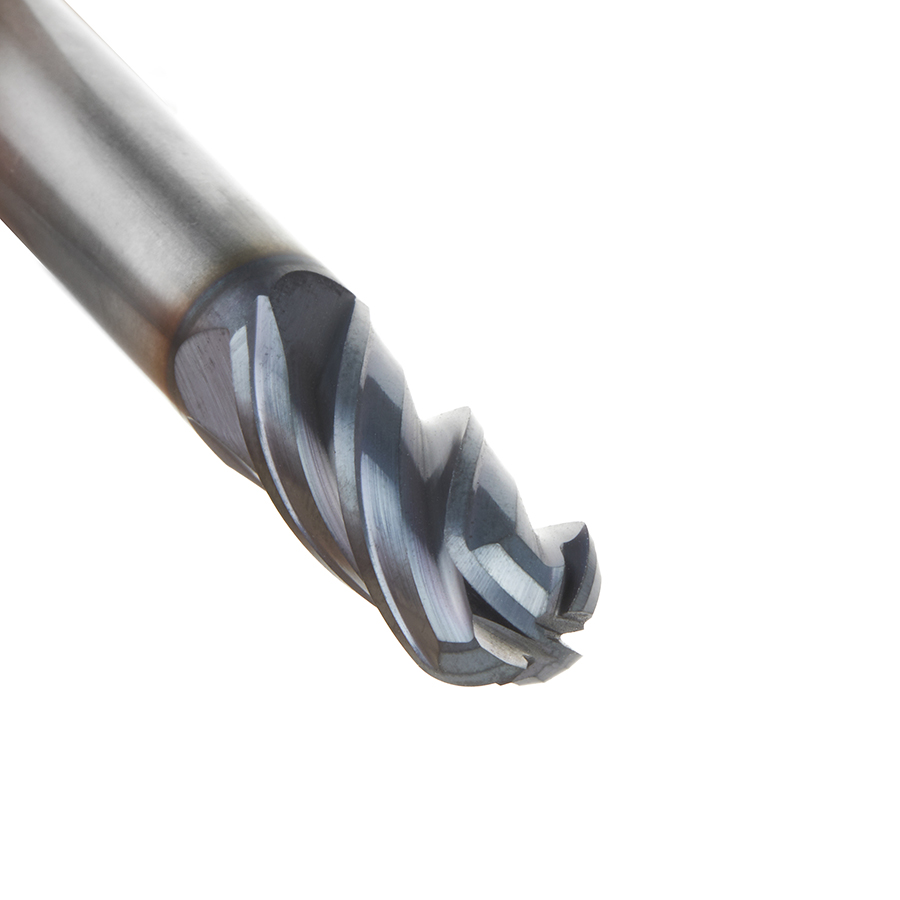 51802 High Performance Solid Carbide CNC Steel, Stainless Steel & Composite Cutting Variable Helix Spiral Ball Nose with AlTiN Coating 4-Flute x 3/8 Dia x 7/8 x 3/8 Shank x 2-1/2 Inch Long Up-Cut Router Bit/End Mill