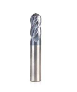 51804 High Performance Solid Carbide CNC Steel, Stainless Steel & Composite Cutting Variable Helix Spiral Ball Nose with AlTiN Coating 4-Flute x 1/2 Dia x 1 x 1/2 Shank x 3 Inch Long Up-Cut Router Bit/End Mill