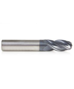 51804 High Performance Solid Carbide CNC Steel, Stainless Steel & Composite Cutting Variable Helix Spiral Ball Nose with AlTiN Coating 4-Flute x 1/2 Dia x 1 x 1/2 Shank x 3 Inch Long Up-Cut Router Bit/End Mill