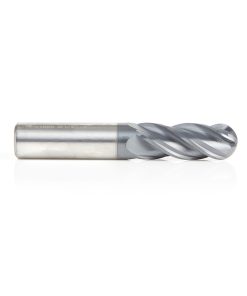 51806 High Performance Solid Carbide CNC Steel, Stainless Steel & Composite Cutting Variable Helix Spiral Ball Nose with AlTiN Coating 4-Flute x 1/2 Dia x 1-1/4 x 1/2 Shank x 3 Inch Long Up-Cut Router Bit/End Mill