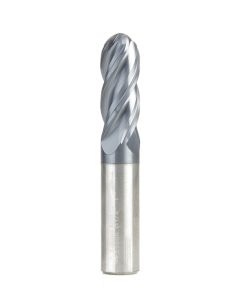 51806 High Performance Solid Carbide CNC Steel, Stainless Steel & Composite Cutting Variable Helix Spiral Ball Nose with AlTiN Coating 4-Flute x 1/2 Dia x 1-1/4 x 1/2 Shank x 3 Inch Long Up-Cut Router Bit/End Mill
