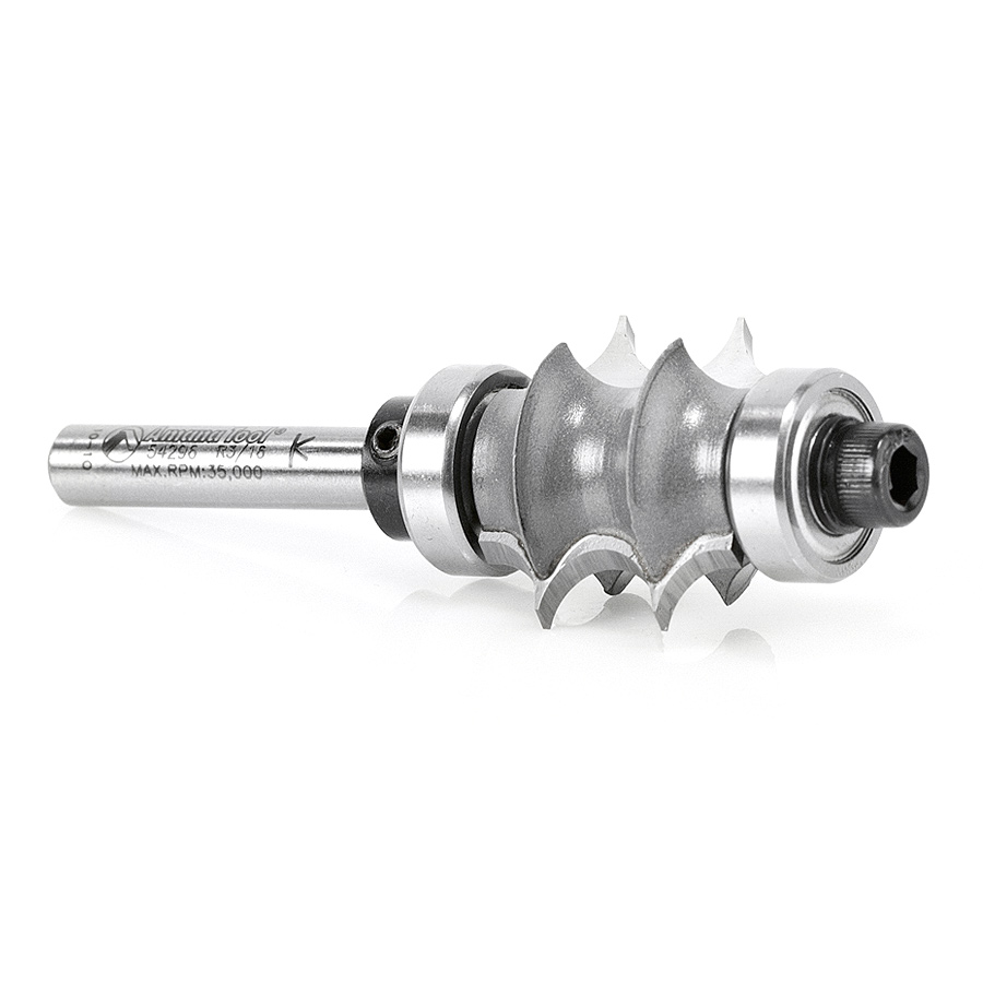 54296 Carbide Tipped Multi-Edge Beading 3/16 Radius x 1 Inch Dia x 7/8 x 1/4 Shank with Double Ball Bearing