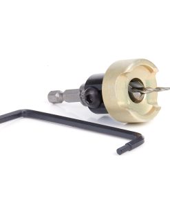 55151 Carbide Tipped 82 Degree Countersink with Tapered Drill and Adjustable Depth Stop with No-Thrust Ball Bearing, 3/8 Dia x 1/8 Drill Dia x 1/4 Inch Quick Release Hex Shank
