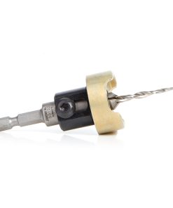 55152 Carbide Tipped 82 Degree Countersink with Tapered Drill and Adjustable Depth Stop with No-Thrust Ball Bearing, 3/8 Dia x 9/64 Drill Dia x 1/4 Inch Quick Release Hex Shank