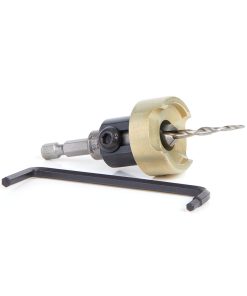 55152 Carbide Tipped 82 Degree Countersink with Tapered Drill and Adjustable Depth Stop with No-Thrust Ball Bearing, 3/8 Dia x 9/64 Drill Dia x 1/4 Inch Quick Release Hex Shank