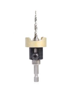 55153 Carbide Tipped 82 Degree Countersink with Tapered Drill and Adjustable Depth Stop with No-Thrust Ball Bearing, 3/8 Dia x 5/32 Drill Dia x 1/4 Inch Quick Release Hex Shank