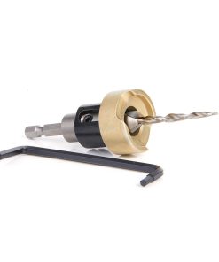 55154 Carbide Tipped 82 Degree Countersink with Tapered Drill and Adjustable Depth Stop with No-Thrust Ball Bearing, 1/2 Dia x 11/64 Drill Dia x 1/4 Inch Quick Release Hex Shank