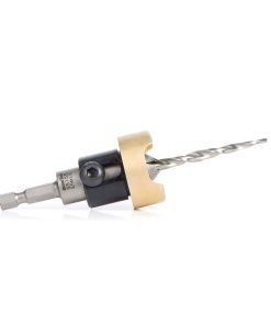 55155 Carbide Tipped 82 Degree Countersink with Tapered Drill and Adjustable Depth Stop with No-Thrust Ball Bearing, 1/2 Dia x 3/16 Drill Dia x 1/4 Inch Quick Release Hex Shank