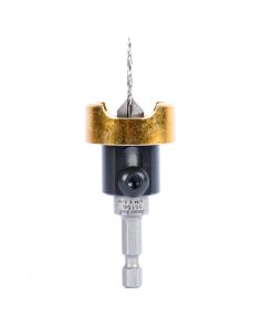 55156 Carbide Tipped 82 Degree Countersink with Tapered Drill and Adjustable Depth Stop with No-Thrust Ball Bearing 3/8 Dia x 5/64 Drill Dia x 1/4 Inch Quick Release Hex Shank