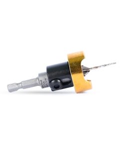 55156 Carbide Tipped 82 Degree Countersink with Tapered Drill and Adjustable Depth Stop with No-Thrust Ball Bearing 3/8 Dia x 5/64 Drill Dia x 1/4 Inch Quick Release Hex Shank
