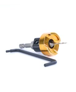 55156 Carbide Tipped 82 Degree Countersink with Tapered Drill and Adjustable Depth Stop with No-Thrust Ball Bearing 3/8 Dia x 5/64 Drill Dia x 1/4 Inch Quick Release Hex Shank