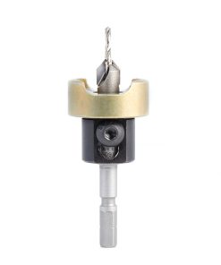 55160 Carbide Tipped 82 Degree Countersink with Adjustable Depth Stop and No-Thrust Ball Bearing, For Festool® CENTROTEC® System 3/8 Dia x 3/32 Drill Dia for Wood Screw #6