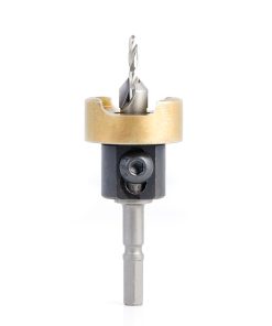 55164 Carbide Tipped 82 Degree Countersink with Adjustable Depth Stop and No-Thrust Ball Bearing, For Festool® CENTROTEC® System 3/8 Dia x 1/8 Drill Dia for Wood Screw #10