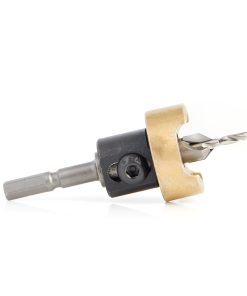 55164 Carbide Tipped 82 Degree Countersink with Adjustable Depth Stop and No-Thrust Ball Bearing, For Festool® CENTROTEC® System 3/8 Dia x 1/8 Drill Dia for Wood Screw #10