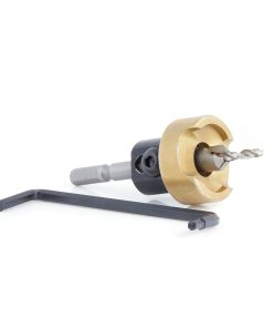 55166 Carbide Tipped 82 Degree Countersink with Adjustable Depth Stop and No-Thrust Ball Bearing, For Festool® CENTROTEC® System 3/8 Dia x 9/64 Drill Dia for Wood Screw #12