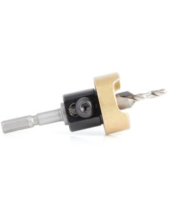 55168 Carbide Tipped 82 Degree Countersink with Adjustable Depth Stop and No-Thrust Ball Bearing, For Festool® CENTROTEC® System 3/8 Dia x 5/32 Drill Dia fro Wood Screw #12-14