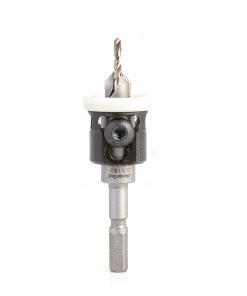 55180 Carbide Tipped 82 Degree Countersink with Adjustable Low Friction Depth Stop, For Festool® CENTROTEC® System 3/8 Dia x 7/64 Drill Dia for Wood Screw #8