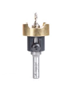 55193 Carbide Tipped 82 Degree Countersink with Adjustable Depth Stop with No-Thrust Ball Bearing, 3/8 Dia x 1/8 Drill Dia x 5/16 Inch Round Shank for Wood Screw #8-10