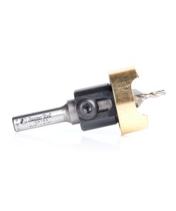 55193 Carbide Tipped 82 Degree Countersink with Adjustable Depth Stop with No-Thrust Ball Bearing, 3/8 Dia x 1/8 Drill Dia x 5/16 Inch Round Shank for Wood Screw #8-10