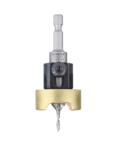 55225 Carbide Tipped 82 Degree Countersink with Adjustable Depth Stop and No-Thrust Ball Bearing 3/8 Dia x 3/32 Drill Dia x 1/4 Inch Quick Release Hex Shank for Wood Screw #6