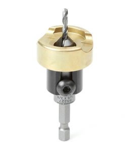 55227 Carbide Tipped 82 Degree Countersink with Adjustable Depth Stop and No-Thrust Ball Bearing, 3/8 Dia x 1/8 Drill Dia x 1/4 Inch Quick Release Hex Shank for Wood Screw #6