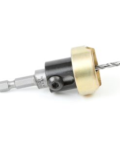 55227 Carbide Tipped 82 Degree Countersink with Adjustable Depth Stop and No-Thrust Ball Bearing, 3/8 Dia x 1/8 Drill Dia x 1/4 Inch Quick Release Hex Shank for Wood Screw #6